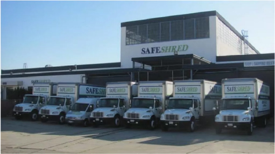 safeshred mobile shredding trucks parked in a parking lot